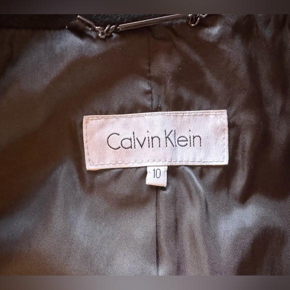 Calvin Klein Women’s Wool Blend Belted Wrap Coat Fully Lined - Black Sz 10 - Picture 9 of 10